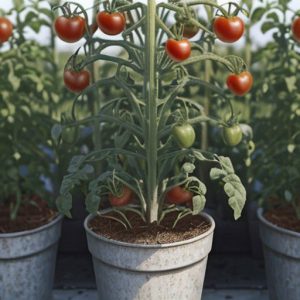 tomatoes growing in containers